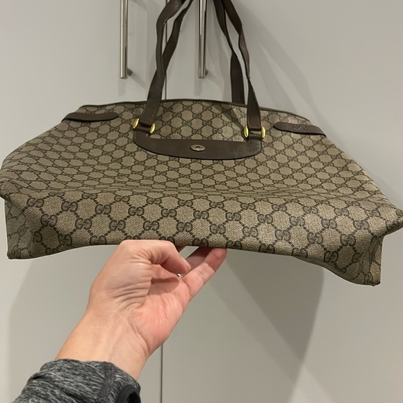 Authentic Gucci Supreme Monogram Vintage Tote Web Canvas & Leather 16x18 - Picture 6 of 16